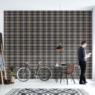 Papier Peint Plaid Check Crackle Texture Beige Et Taupe