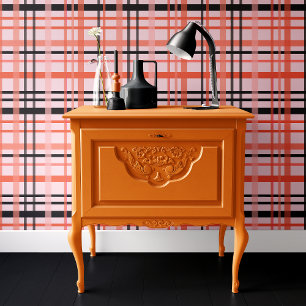 Papier Peint Plaid Halloween Rose Et Noir Tendance