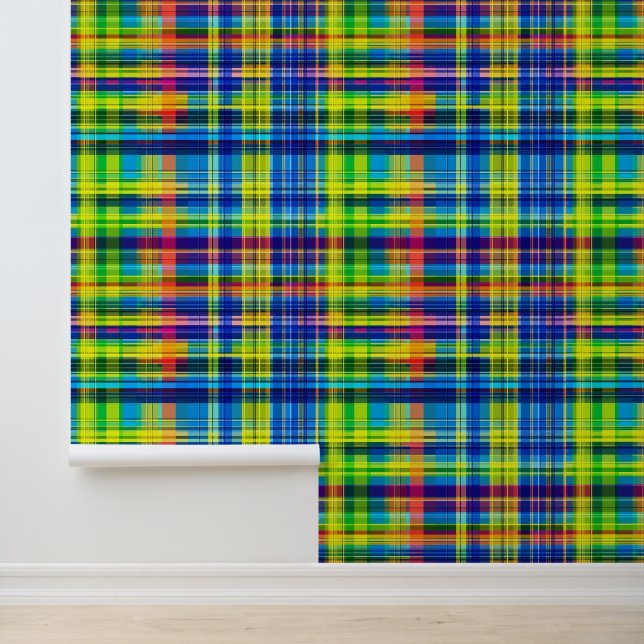 Papier Peint Plaid picnic arc-en-ciel (Application)
