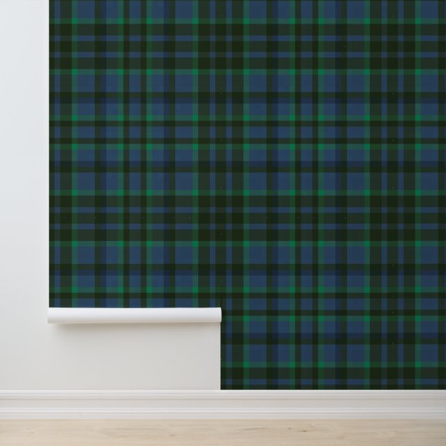 Papier Peint Plaid vert et bleu Preppy (Application)