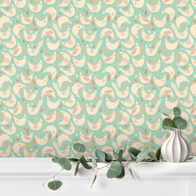 Papier Peint Plaisir Cute Rose Vert ferme poulet (Créateur téléchargé)