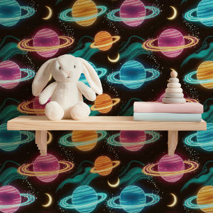 Papier Peint Planètes de néon cosmique