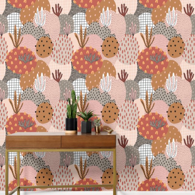 Papier Peint Plante Cactus Big Bold Abstrait Motif (Cactus Plant Big Bold Modern Abstract Pattern wallpaper from Ricaso. Ideal for any room)