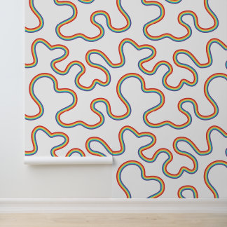 Papier Peint Playful Rainbow Ribbon Wallpaper
