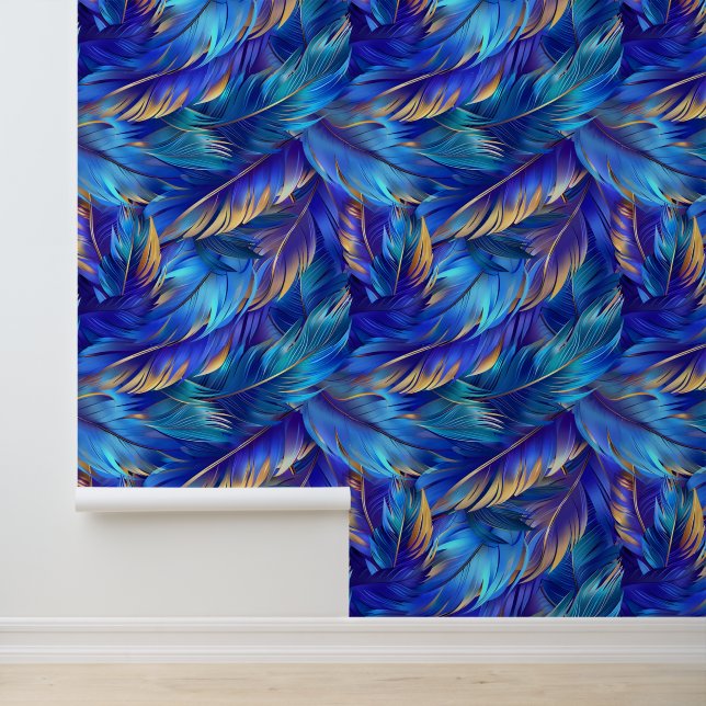 Papier Peint Plumes bleues modernes  (Application)