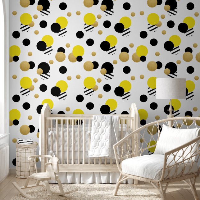 Papier Peint Point Polka or jaune (Enfants)