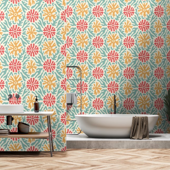 Papier Peint Points Abstraits rétro milieu du siècle (Salle de bain)