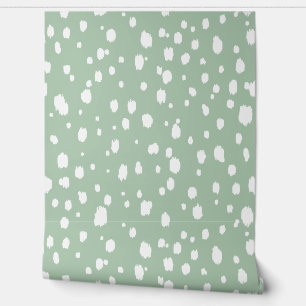 Papier Peint Points abstraits verts et blancs