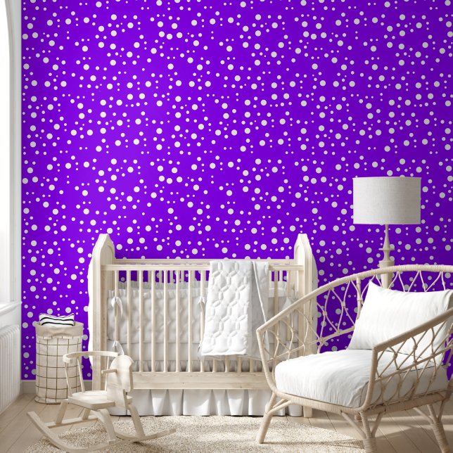 Papier Peint Points blancs sur violet électrique brillant (Enfants)