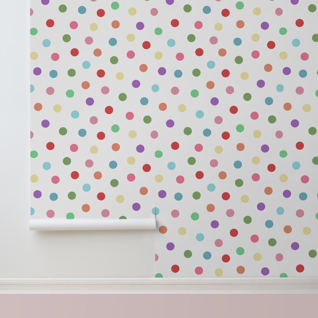 Papier Peint Points colorés modernes Motif blanc (Modern Colorful Dots Pattern Peel and Stick Wallpaper.)