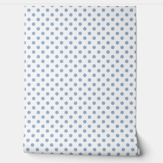 Papier Peint Points élégants bleu poussiéreux (Déroulement)