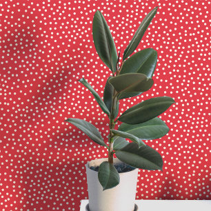 Papier Peint Points et Taches de Crème sur Fond Rouge