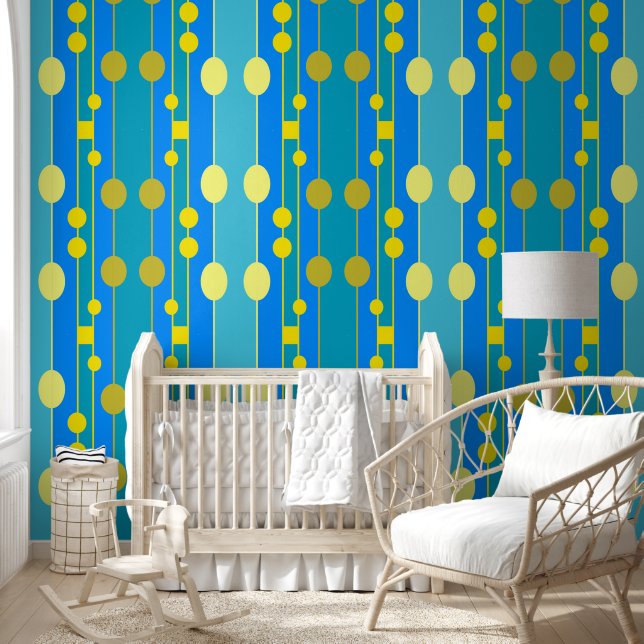 Papier Peint Points jaune et bleu (Enfants)