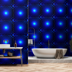 Papier Peint Points lumineux bleu néon Noir