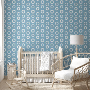 Papier Peint Pois blanc Scribble mignonne jolie Dusty Bleu