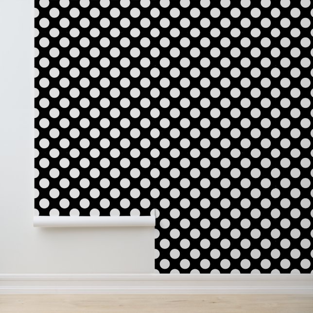 Papier Peint Pois noirs et blancs, Motif Polka (Application)
