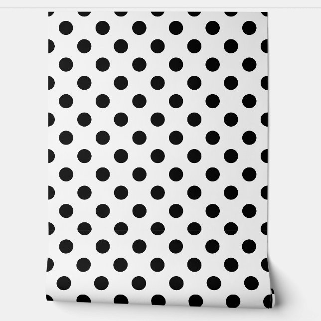 Papier Peint Pois Polka Noir Blanc (Déroulement)