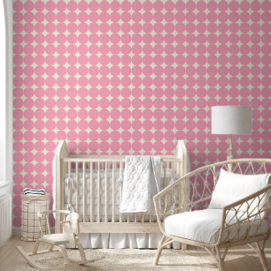 Papier Peint Pois vintage Motif Crème rose pépinière Déco