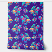 Papier Peint Poissons occupés Bleu profond (Déroulement)