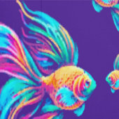 Papier Peint Poissons occupés Bleu profond (Couture)