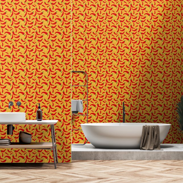 Papier Peint Poivrons chauds (Salle de bain)