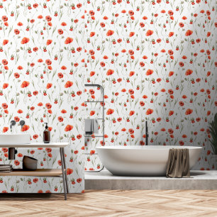 Papier Peint Poppies sauvages de l'aquarelle