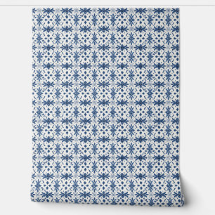 Papier Peint Portugais Azulejo Essence Mini - Bleu et Blanc