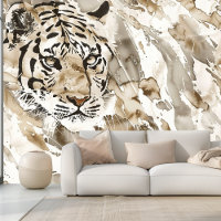 Poster de animal Boho Tiger en Beige doux et Brown