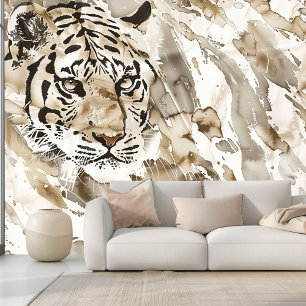 Papier Peint Poster de animal Boho Tiger en Beige doux et Brown
