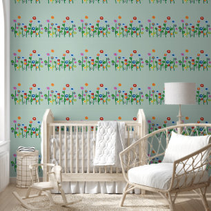 Papier peint pour nurserie de jolies fleurs sauvag