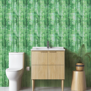 Papier Peint Pousses en bambou vert moderne 2'x10'