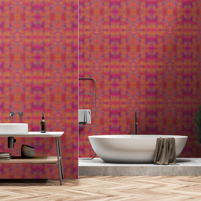 Papier Peint Poussière d'or fuchsia et orange (Salle de bain)