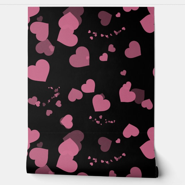 Papier Peint Pretty pink love hearts wallpaper (Déroulement)