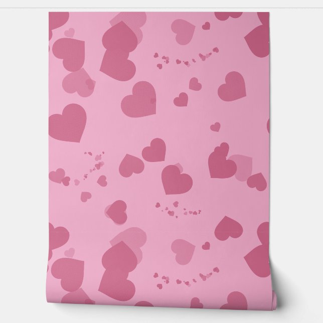 Papier Peint Pretty pink love hearts wallpaper (Déroulement)