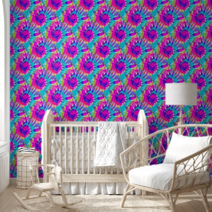 Papier Peint Puissance des fleurs - Motif Batik à spirale color