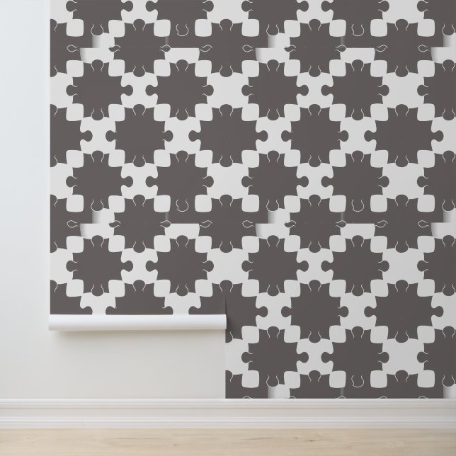 Papier Peint Puzzle gris et blanc moderne (Application)