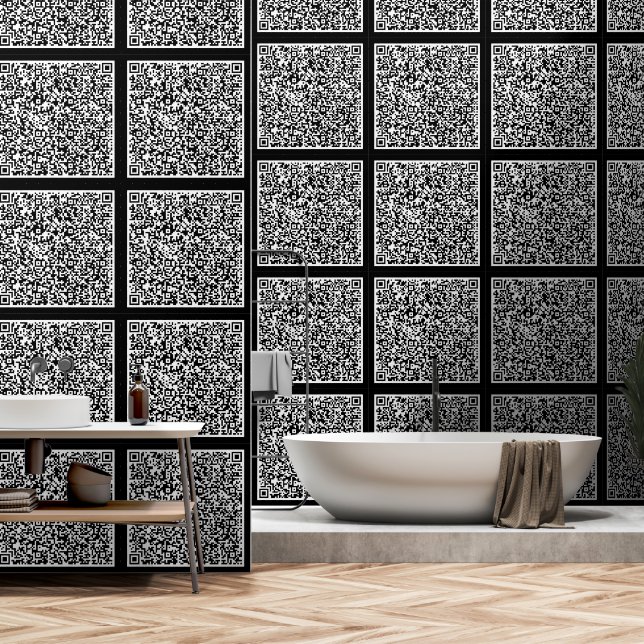 Papier Peint QR Code Scan Info Votre propre design Couleurs per (Salle de bain)