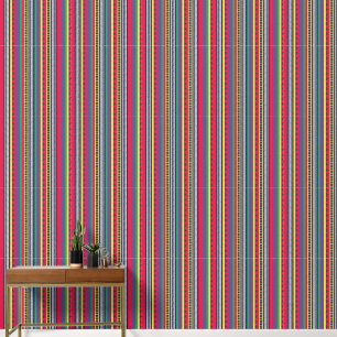 Papier Peint Quatre-vingts Rayures colorées Motif années quatre