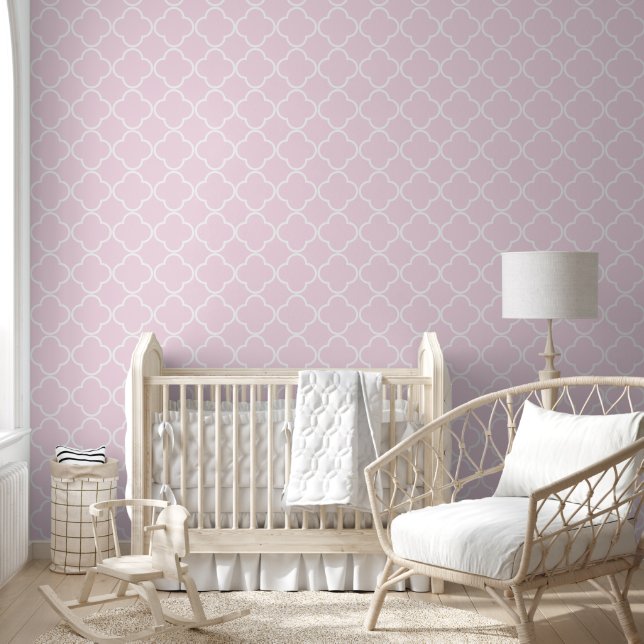 Papier Peint Quatrefoil rose et blanc - Arrière - plan changeab (Enfants)