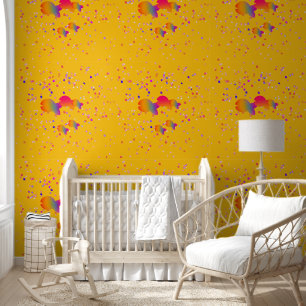 Papier Peint Rainbow Fish Kids Baby Room Jaune