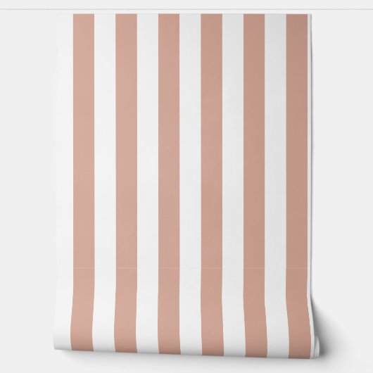 Papier peint rayé rose et blanc de Toscane (Déroulement)