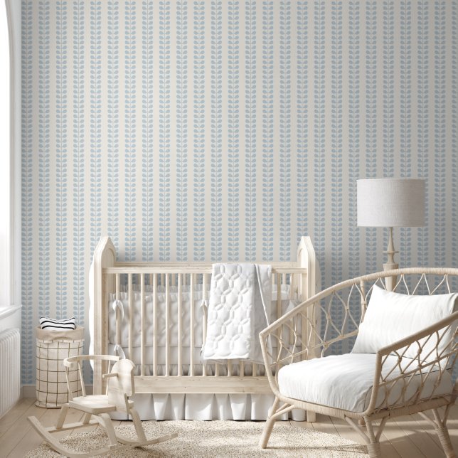 Papier Peint Rayure de feuille bleu clair (Enfants)