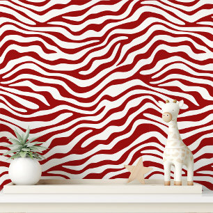 Papier Peint Rayure de zèbre rouge et blanc