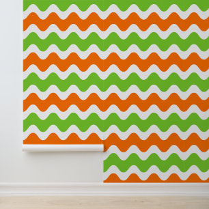 Papier Peint Rayure Groovy Ric Rac - Orange et Citron Horizonta