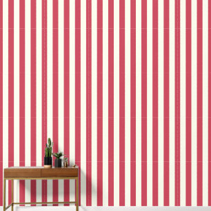 Papier Peint Rayure verticale 3" Terre rouge et blanc ivoire
