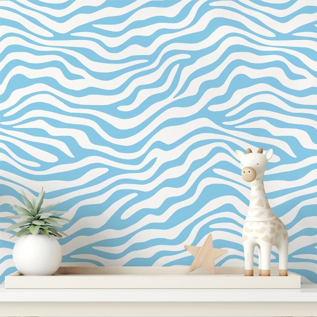 Papier Peint Rayure zèbre bleu bébé et blanc (Créateur téléchargé)