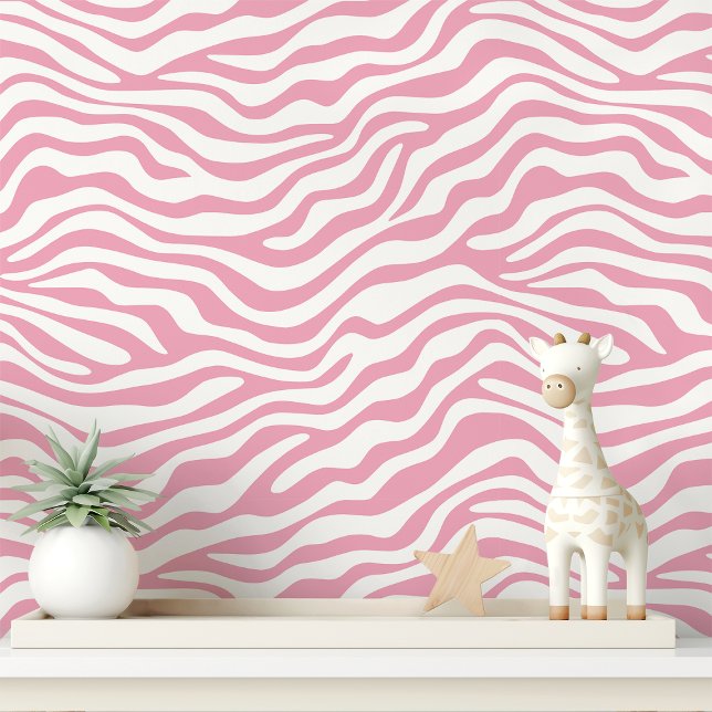 Papier Peint Rayure zèbre rose et blanc (Créateur téléchargé)