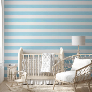 Papier Peint Rayures Bleues Aquarelle | Chambre de Bébé