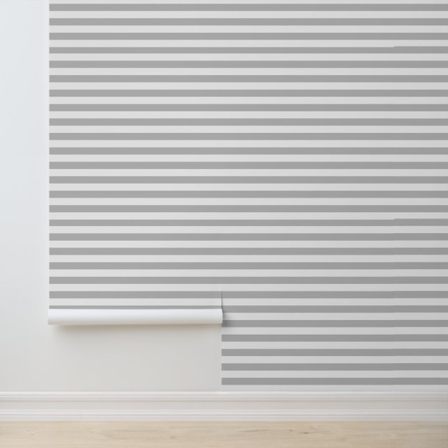 Papier Peint Rayures horizontales classiques gris clair et blan (Application)