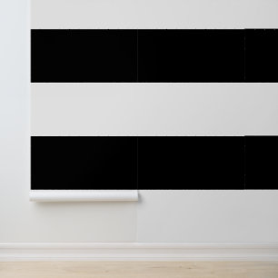 Papier Peint Rayures horizontales épaisses noires et blanches